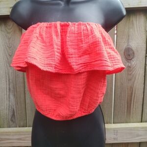 🏵️ Aerie Stretch Ruffle Beach Summer Crop Top NWT